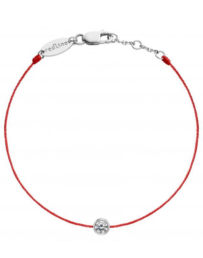 REDLINE-White Gold Pure Diamond Red Cord Bracelet-