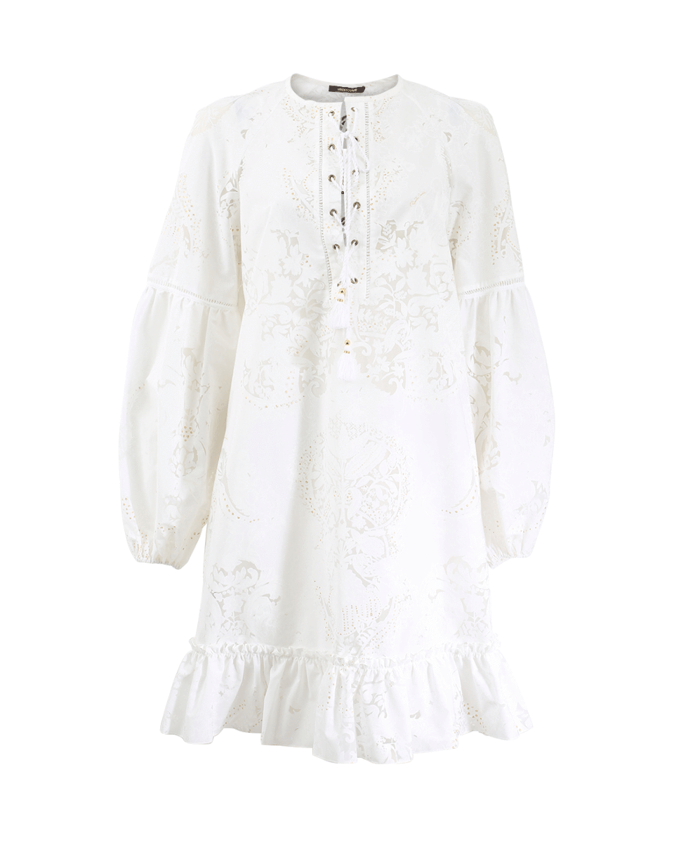 ROBERTO CAVALLI-Embroidered Dress-GLD/WHT