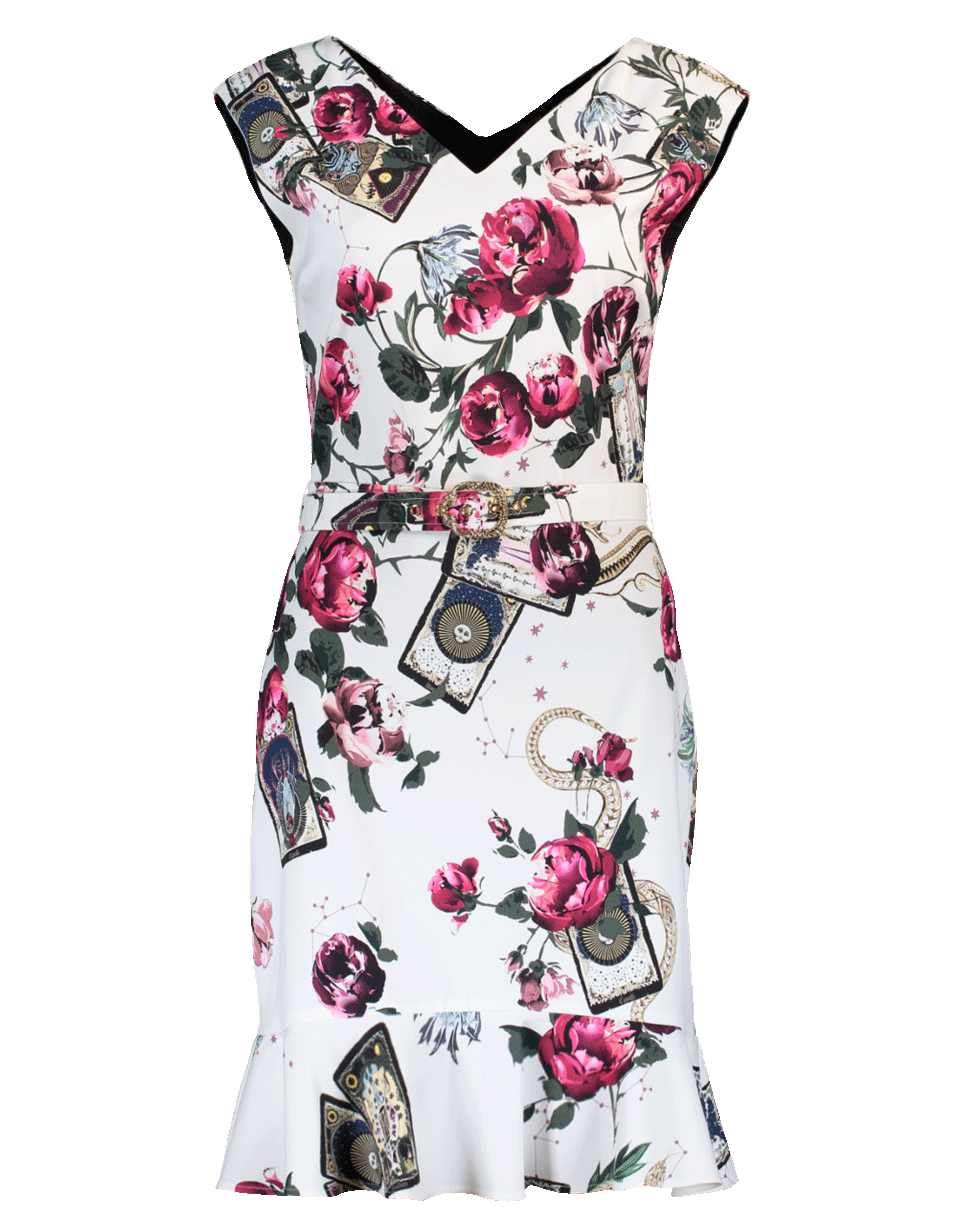 ROBERTO CAVALLI-Belted Printed Dress-