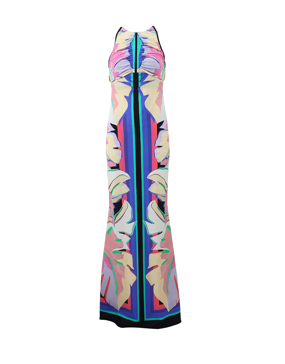 ROBERTO CAVALLI-Abstract Leaf Dress-ROSE/BLK