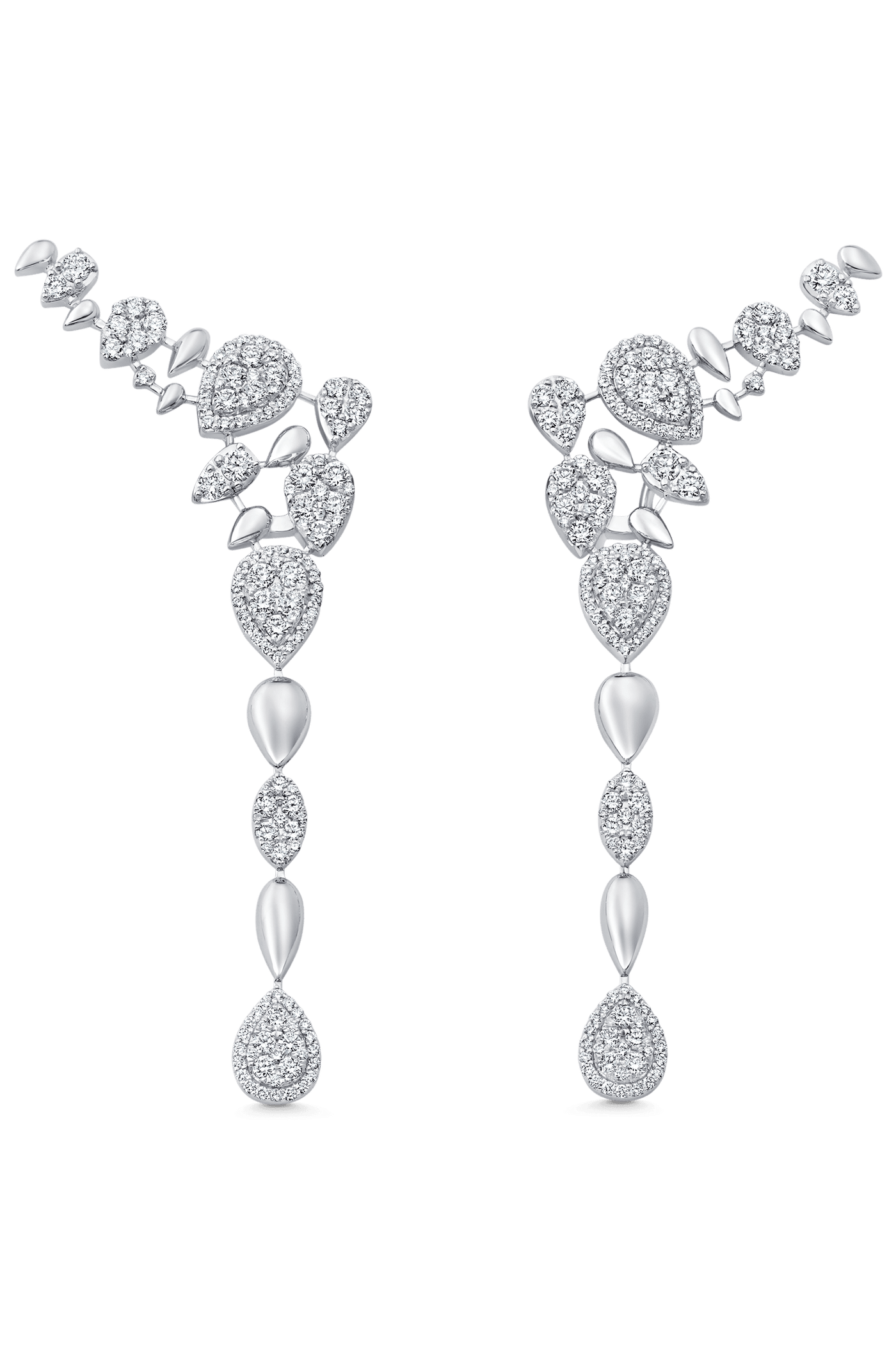 SARA WEINSTOCK-Reverie Couture Ear Crawler Diamond Drop Earrings-WHITE GOLD