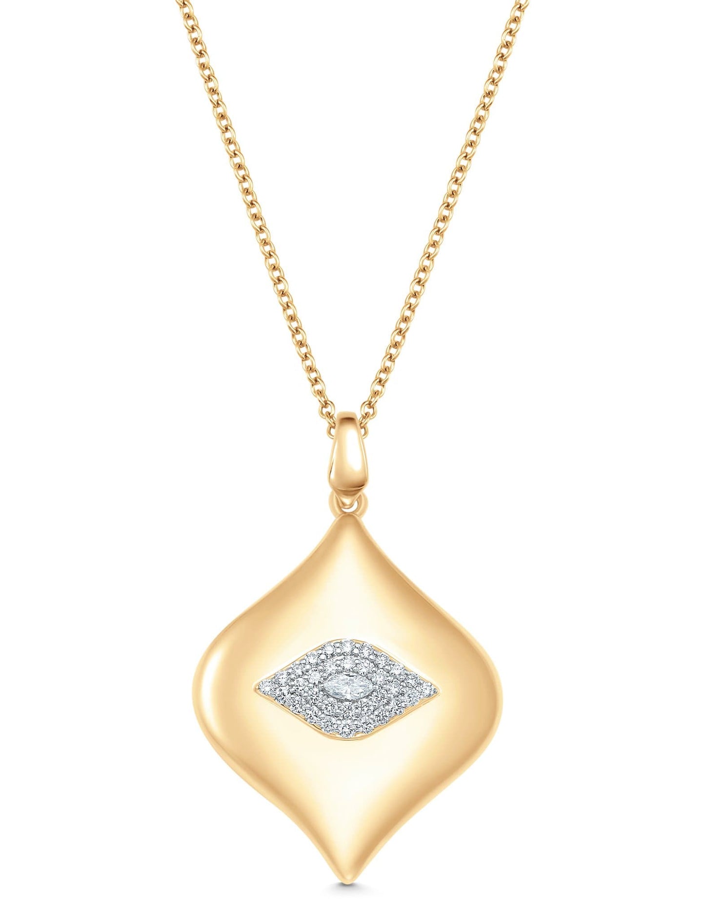 SARA WEINSTOCK-Large Aurora Marquis Pendant Necklace-YELLOW GOLD