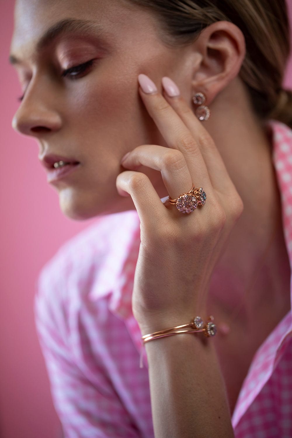 SELIM MOUZANNAR-Hyacinth and Diamond Beirut Rosace Ring-ROSE GOLD