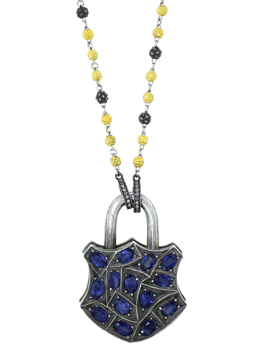 SEVAN BICAKCI-Large Blue Sapphire Lock Pendant-YELLOW GOLD