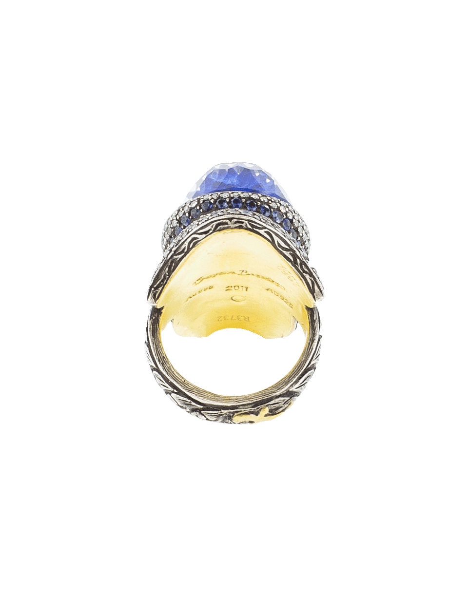 SEVAN BICAKCI-Carved Lotus Flower Ring In Rock Quartz-YELLOW GOLD