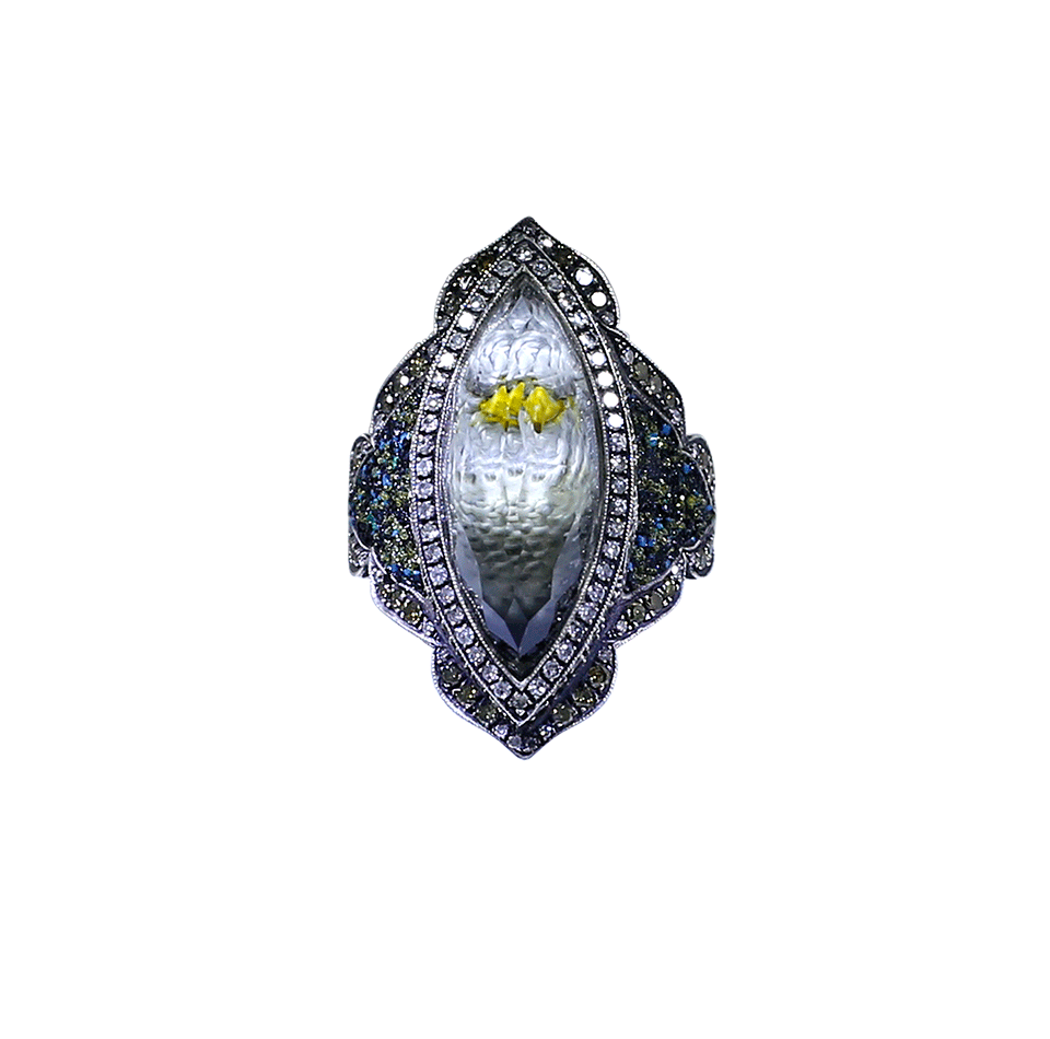 Carved Eagle Diamond Ring JEWELRYFINE JEWELRING SEVAN BICAKCI   