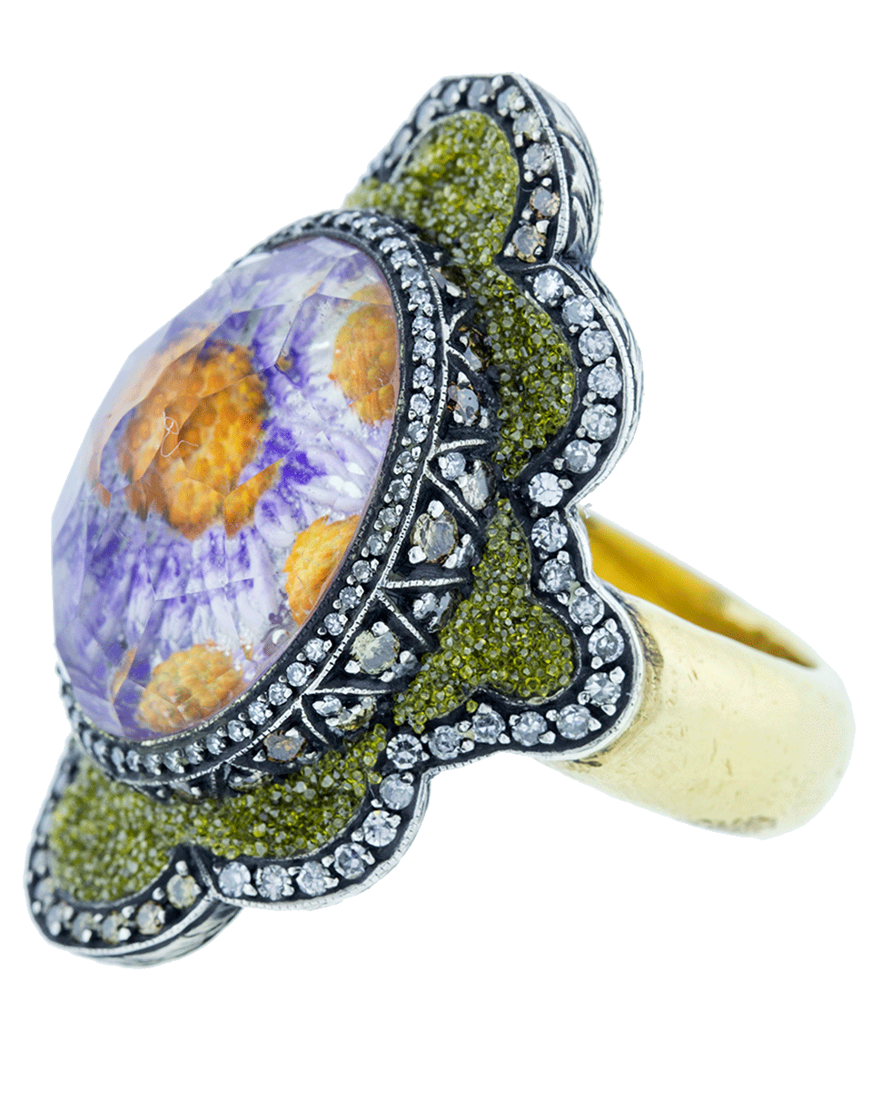 SEVAN BICAKCI-Carved Flower Ring-YELLOW GOLD