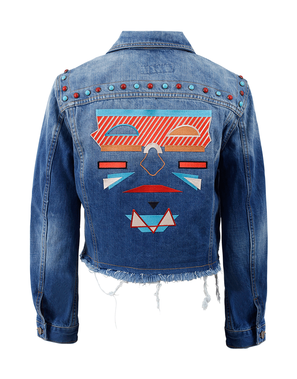 SHAFT JEANS-Fray Denim Embroidered Jacket-