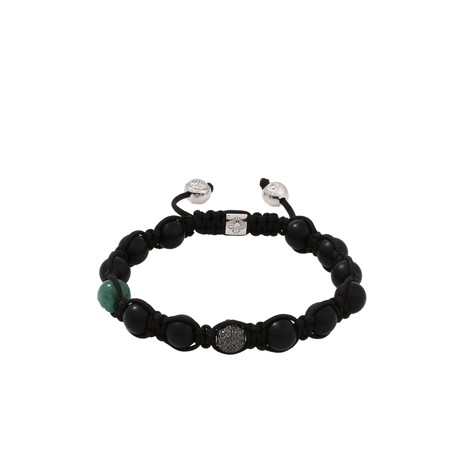 SHAMBALLA JEWELS-Emerald And Black Diamond Onyx Beaded Bracelet-BLKGOLD