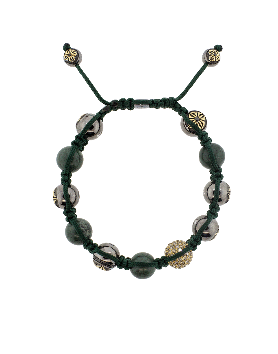 SHAMBALLA JEWELS-Green Marble Bead Bracelet-BLKGOLD