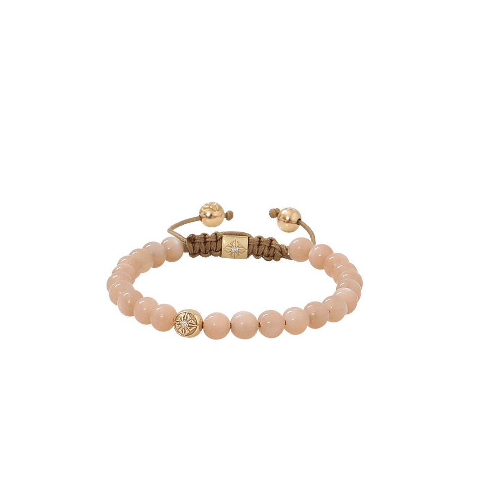 SHAMBALLA JEWELS-Peach Moonstone Beaded Bracelet-ROSE GOLD