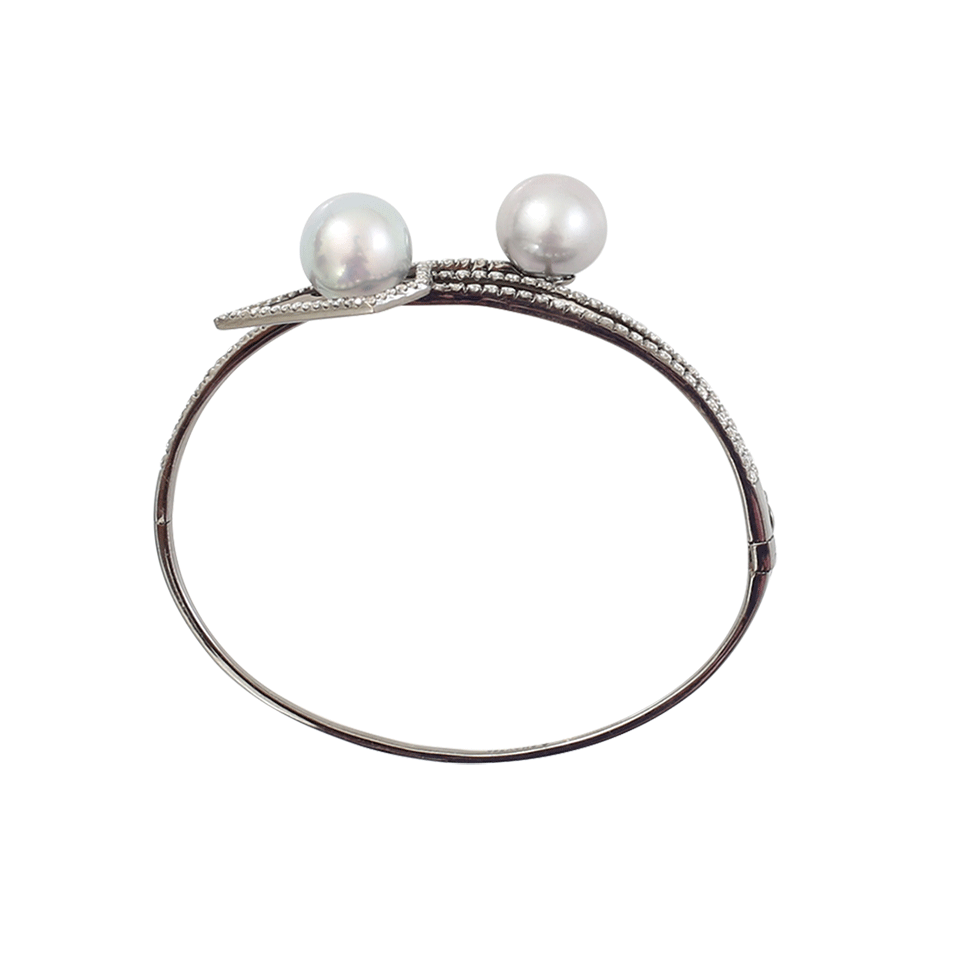 SHAY JEWELRY-Caged Pearl Bangle-BLKGOLD