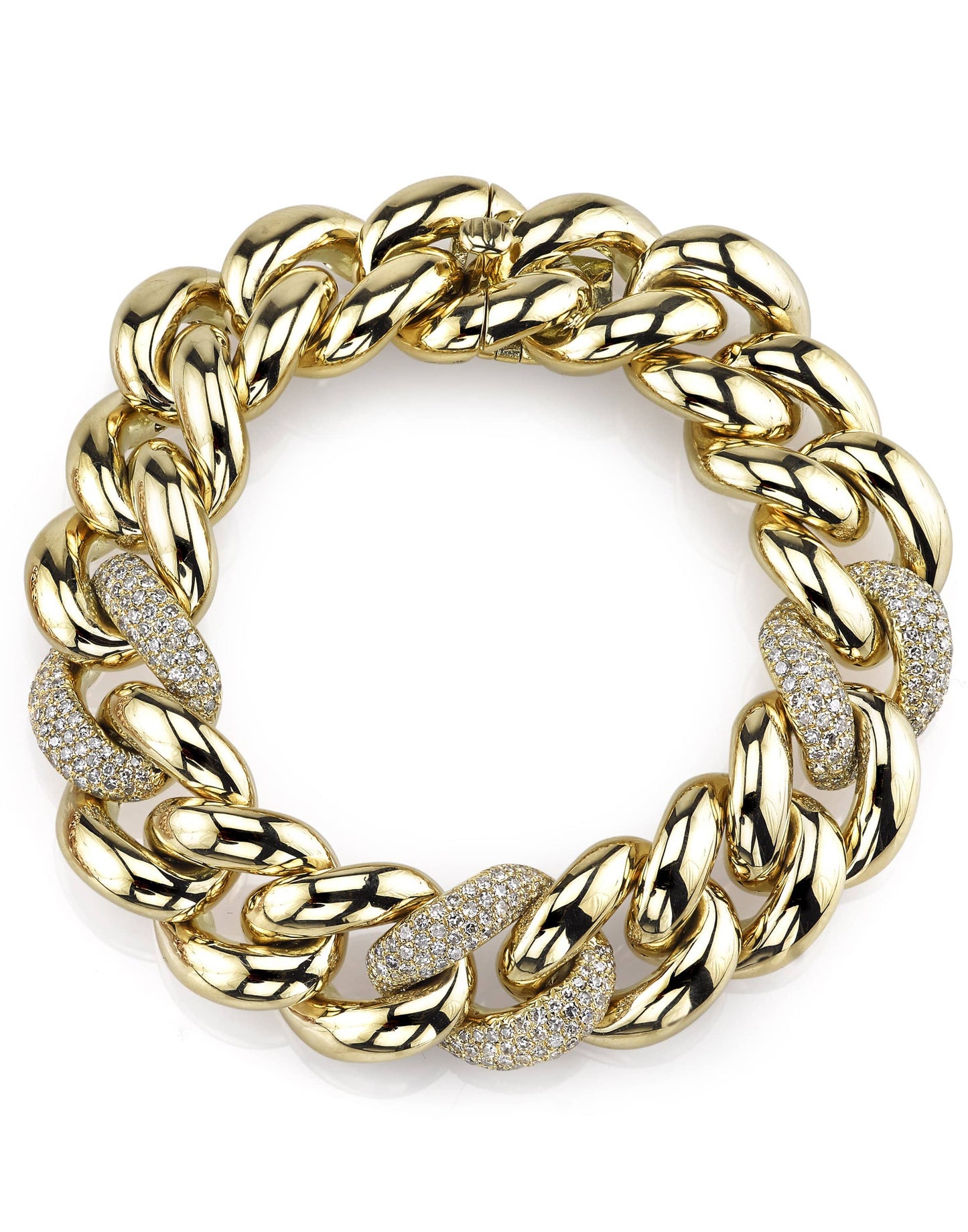 SHAY JEWELRY-Diamond Triple Pave Jumbo Link Bracelet-YELLOW GOLD