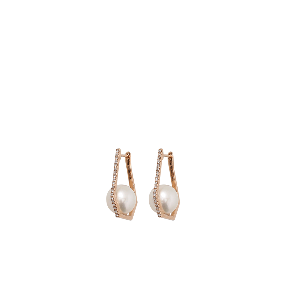SHAY JEWELRY-Geometric Caged Pearl And Diamond Earrings-ROSE GOLD