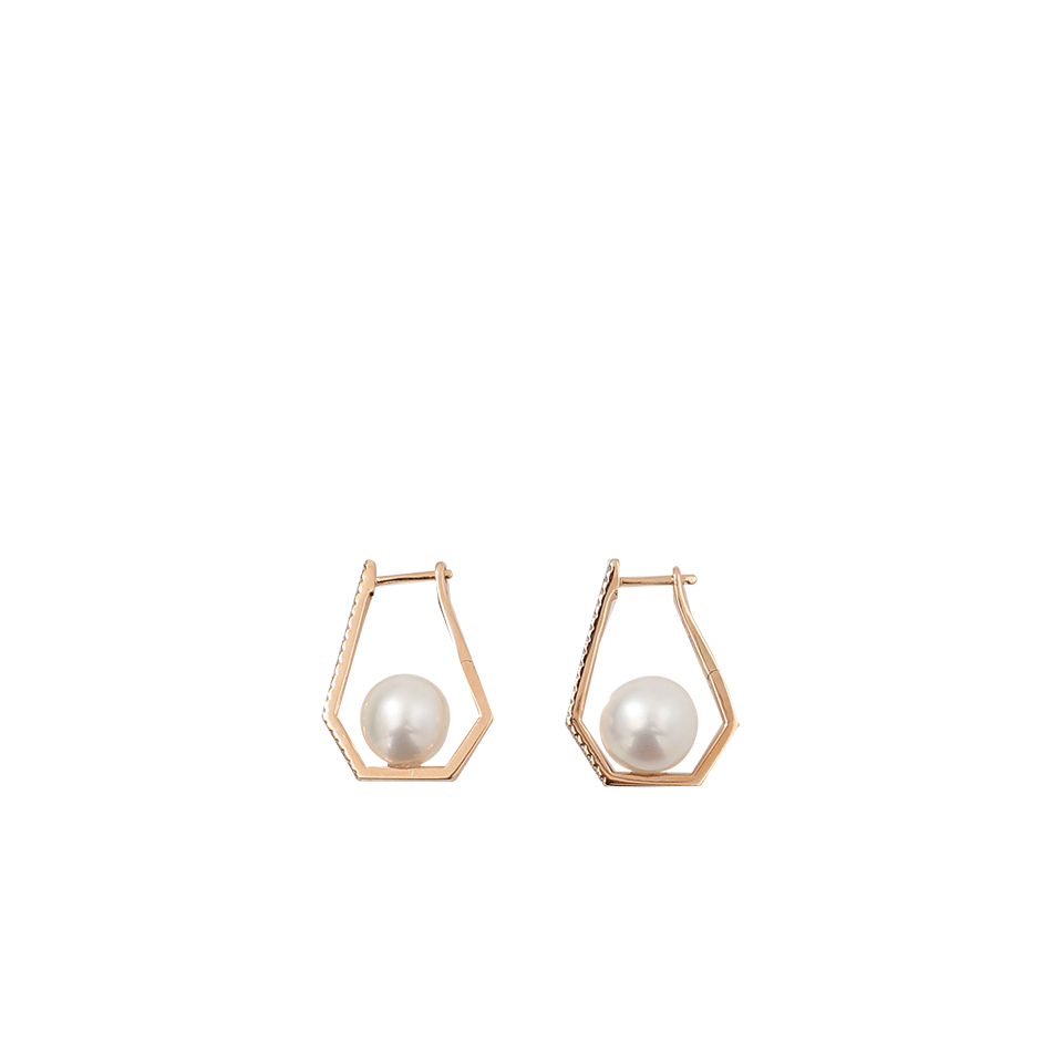 SHAY JEWELRY-Geometric Caged Pearl And Diamond Earrings-ROSE GOLD