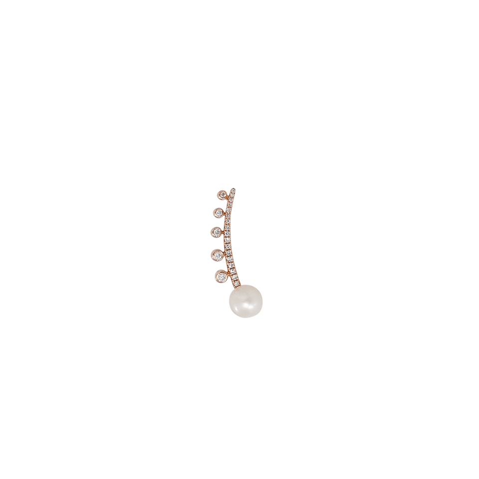 SHAY JEWELRY-Pearl And Diamond Pave Ear Crawler-ROSE GOLD