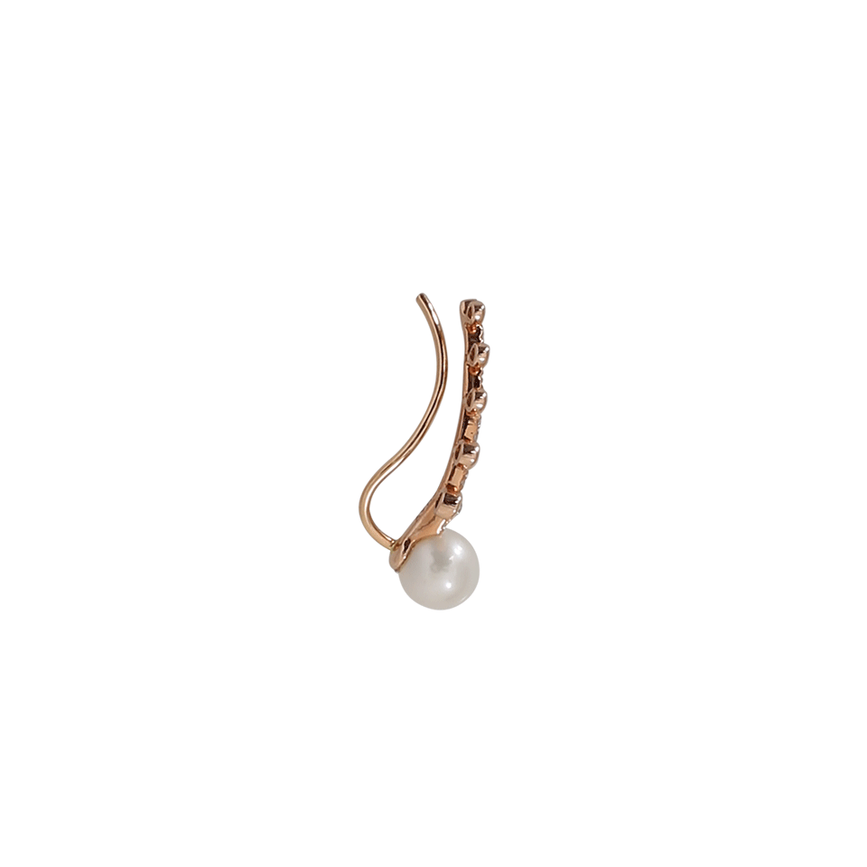 SHAY JEWELRY-Pearl And Diamond Pave Ear Crawler-ROSE GOLD