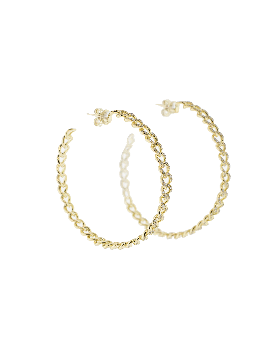 SHAY JEWELRY-Essential Pave Diamond Link Hoops-YELLOW GOLD