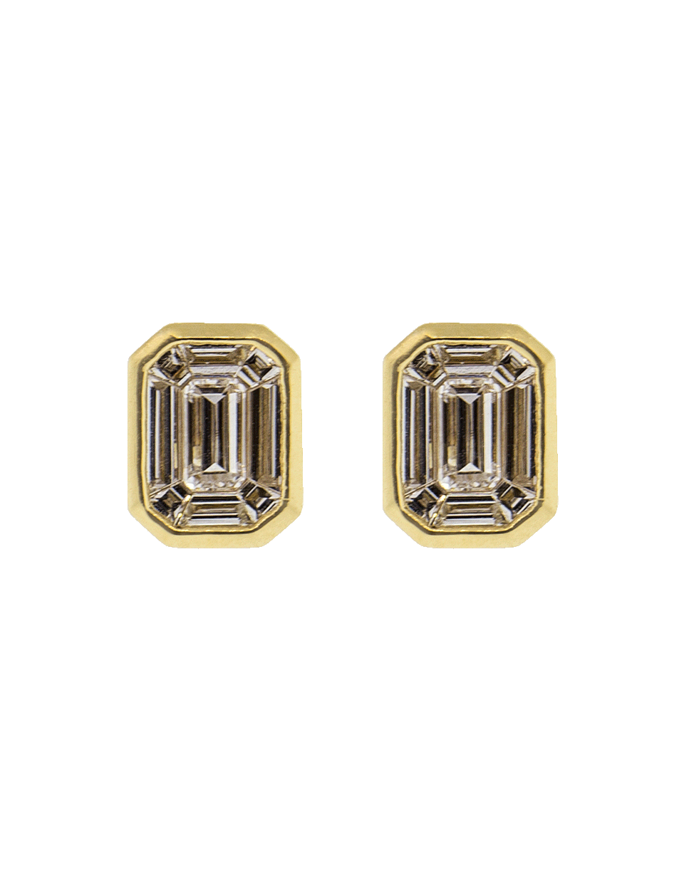SHAY JEWELRY-Illusion Emerald Diamond Studs-YELLOW GOLD