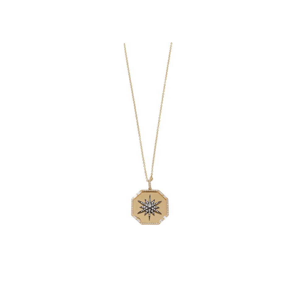 SHAY JEWELRY-Diamond Starburst Octogon Disc Necklace-YELLOW GOLD