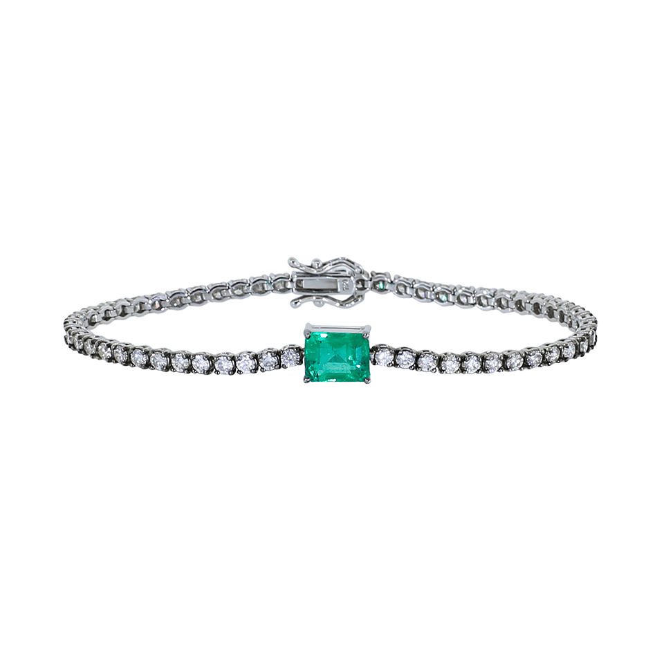 SILVIA FURMANOVICH-Emerald And Diamond Tennis Bracelet-WHITE GOLD