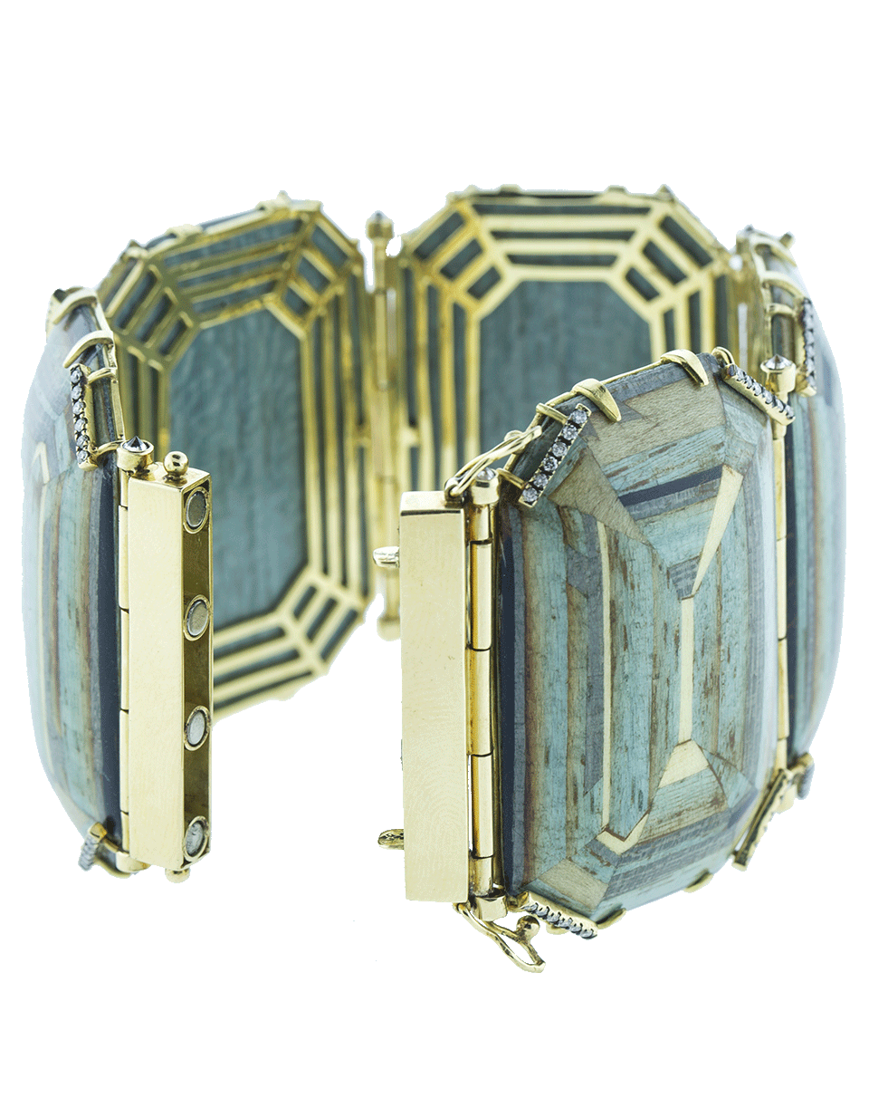 SILVIA FURMANOVICH-Marquetry Blue Geometric Bracelet-YELLOW GOLD