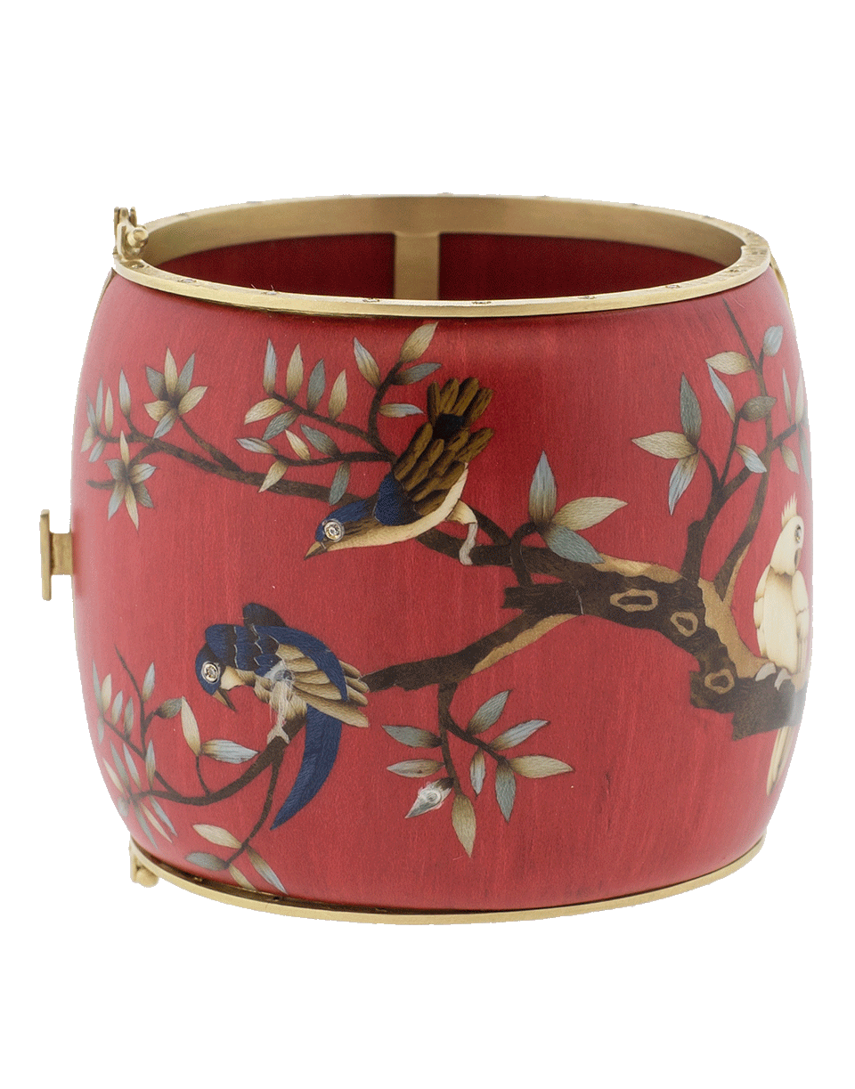 SILVIA FURMANOVICH-Marquetry Red Birds Bracelet-YELLOW GOLD