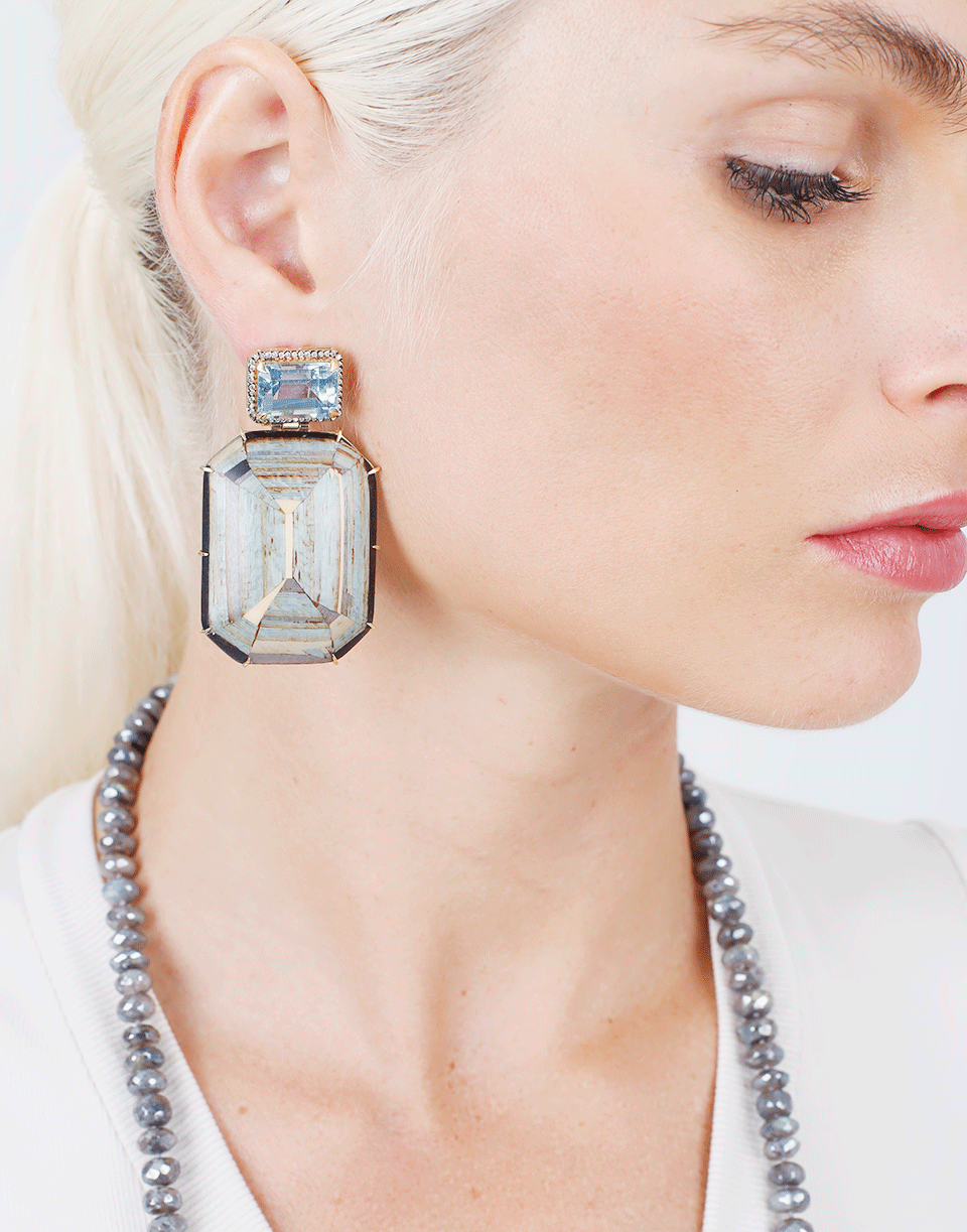 SILVIA FURMANOVICH-Blue Marquetry Diamond & Topaz Earrings-WHITE GOLD