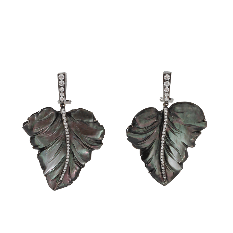 SILVIA FURMANOVICH-Carved Black Mother Of Pearl Earrings-WHITE GOLD