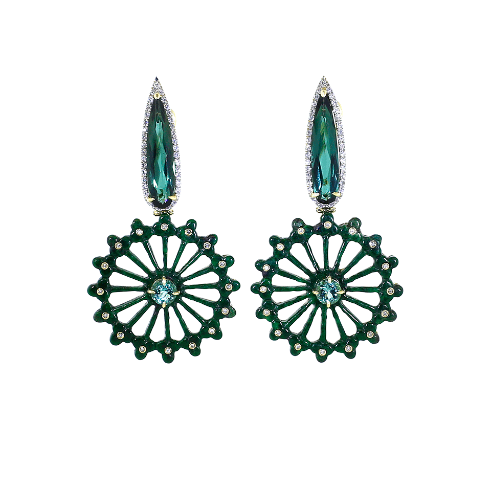 SILVIA FURMANOVICH-Carved Green Jade Earrings-YELLOW GOLD
