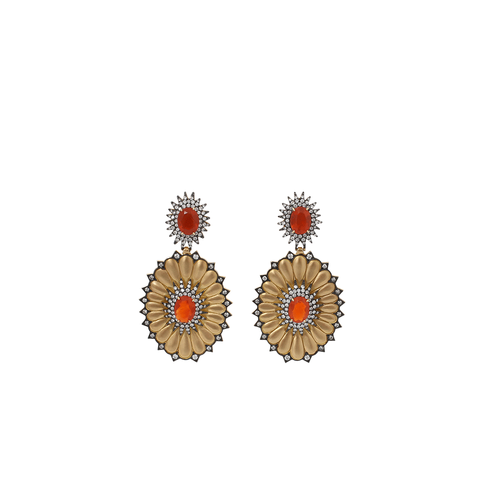 SILVIA FURMANOVICH-Fire Opal And Diamond Earrings-YELLOW GOLD
