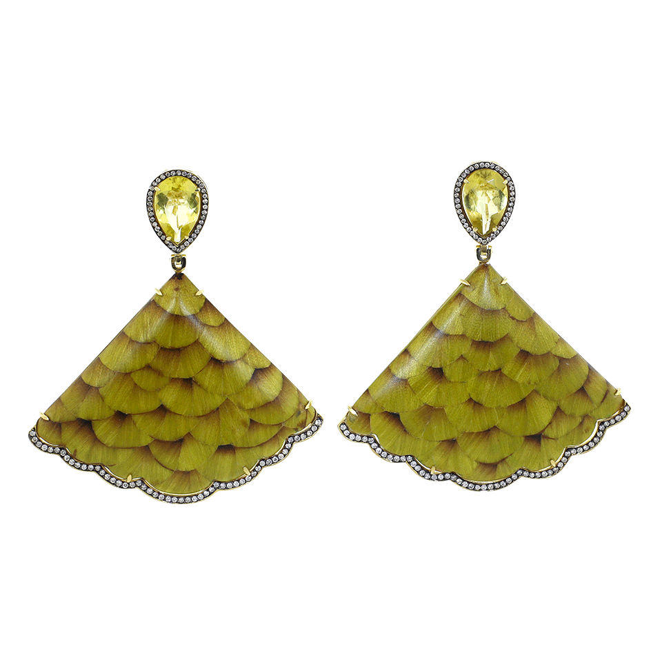SILVIA FURMANOVICH-Louro Abacate Marquetry Earrings-YELLOW GOLD