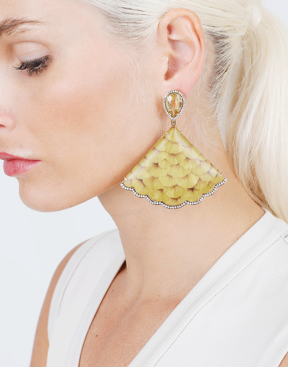 SILVIA FURMANOVICH-Louro Abacate Marquetry Earrings-YELLOW GOLD