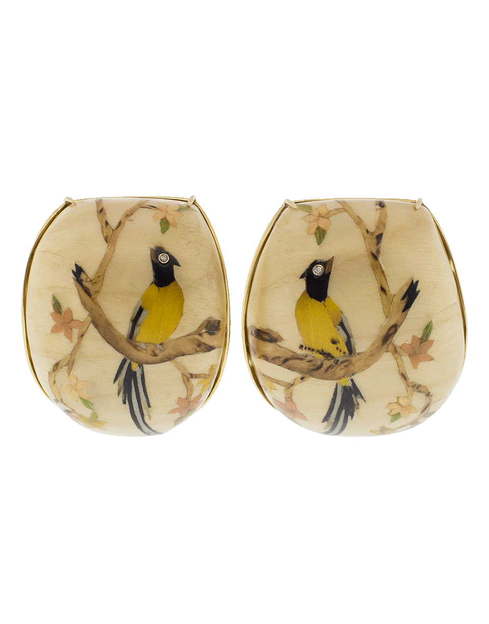 SILVIA FURMANOVICH-Marquetry Bird Earrings-YELLOW GOLD