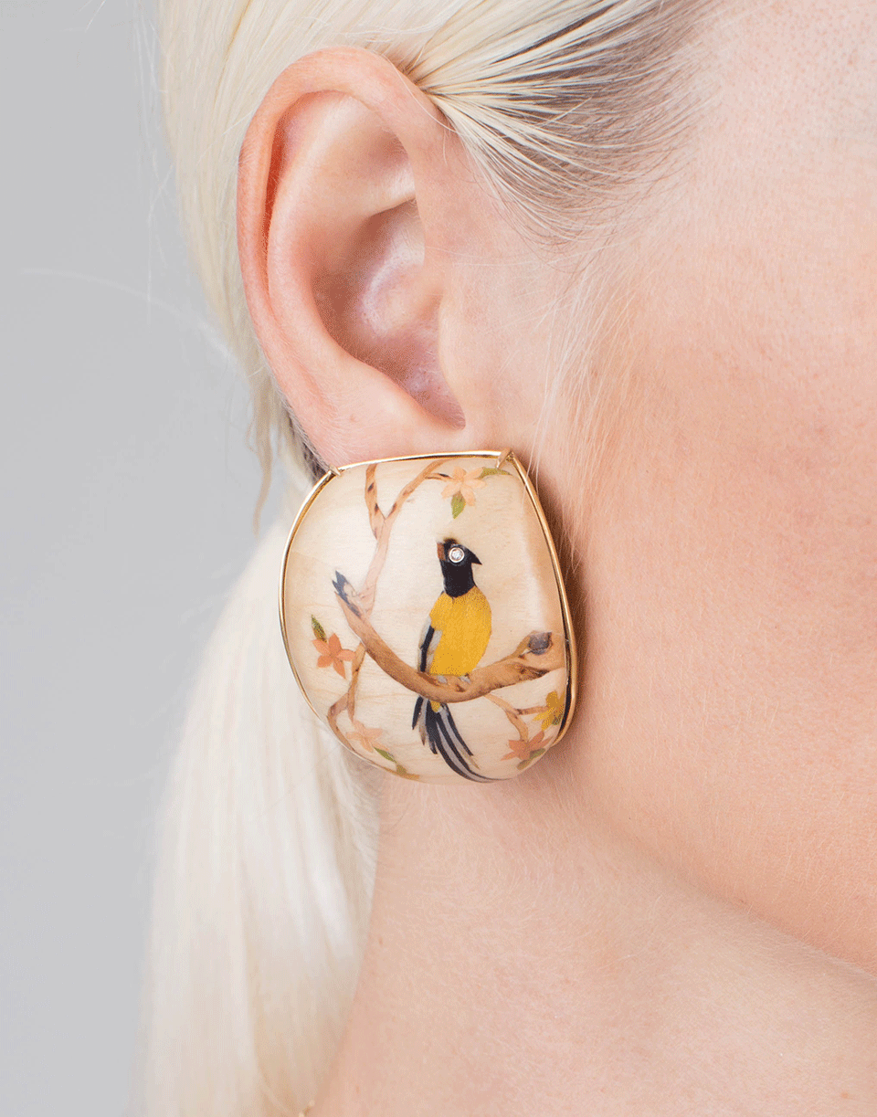 SILVIA FURMANOVICH-Marquetry Bird Earrings-YELLOW GOLD