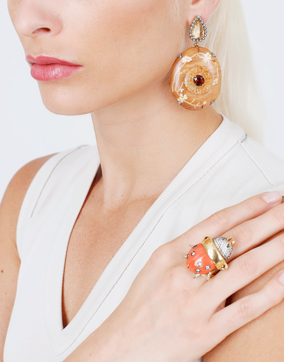 SILVIA FURMANOVICH-Marquetry Floral Earrings-YELLOW GOLD