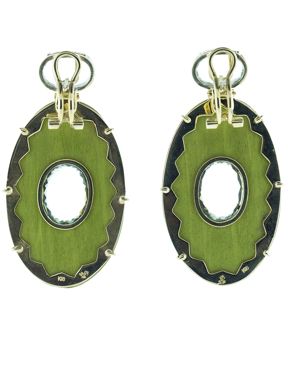 SILVIA FURMANOVICH-Marquetry Green Oval Earrings-YELLOW GOLD
