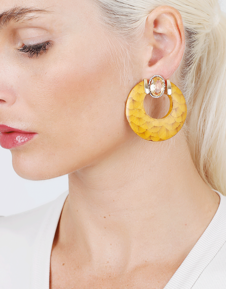 SILVIA FURMANOVICH-Marquetry Hoop Earrings-YELLOW GOLD
