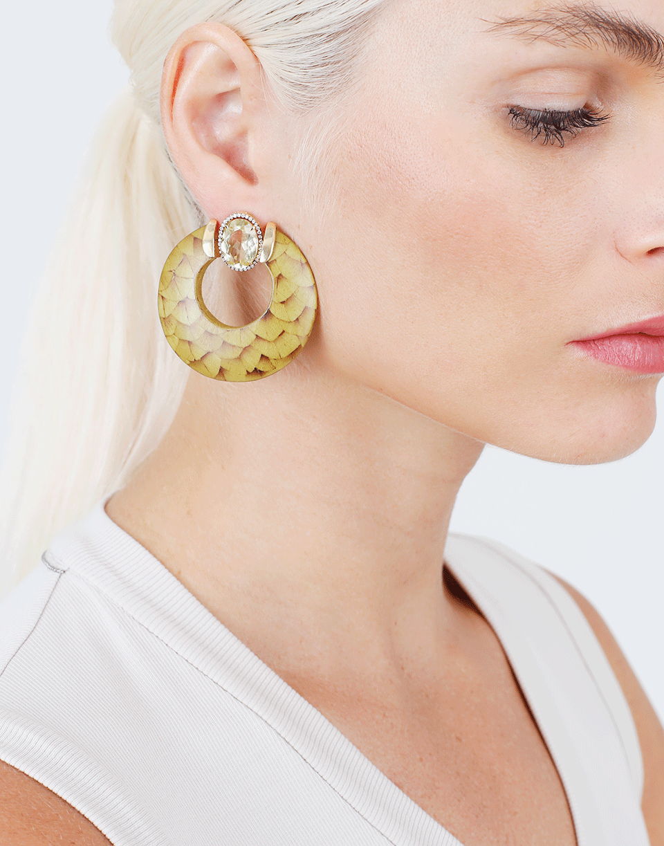 SILVIA FURMANOVICH-Marquetry Hoop Earrings-YELLOW GOLD