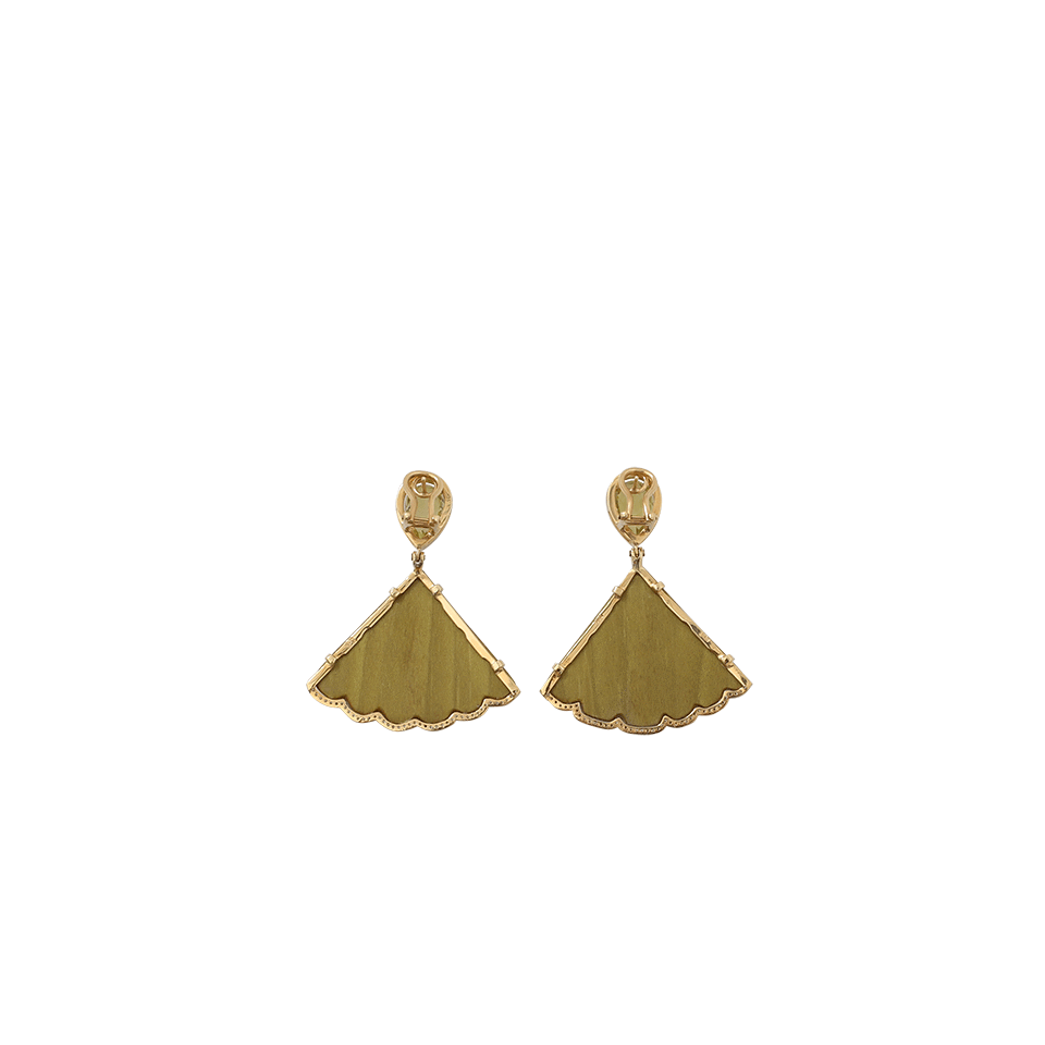 SILVIA FURMANOVICH-Marquetry Louro Abacate Lime Wood Earrings-YELLOW GOLD