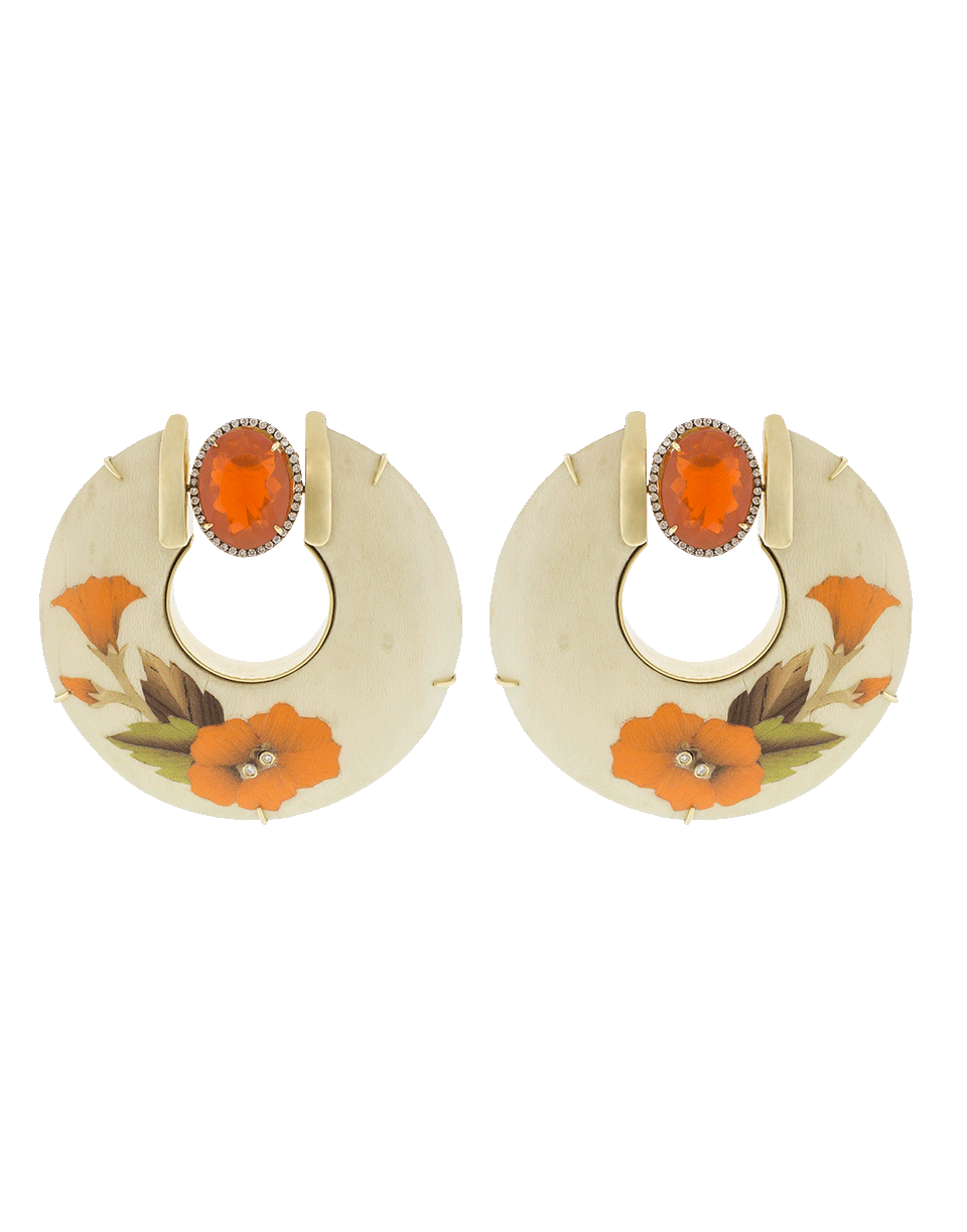 SILVIA FURMANOVICH-Marquetry Orange Flower Earrings-YELLOW GOLD