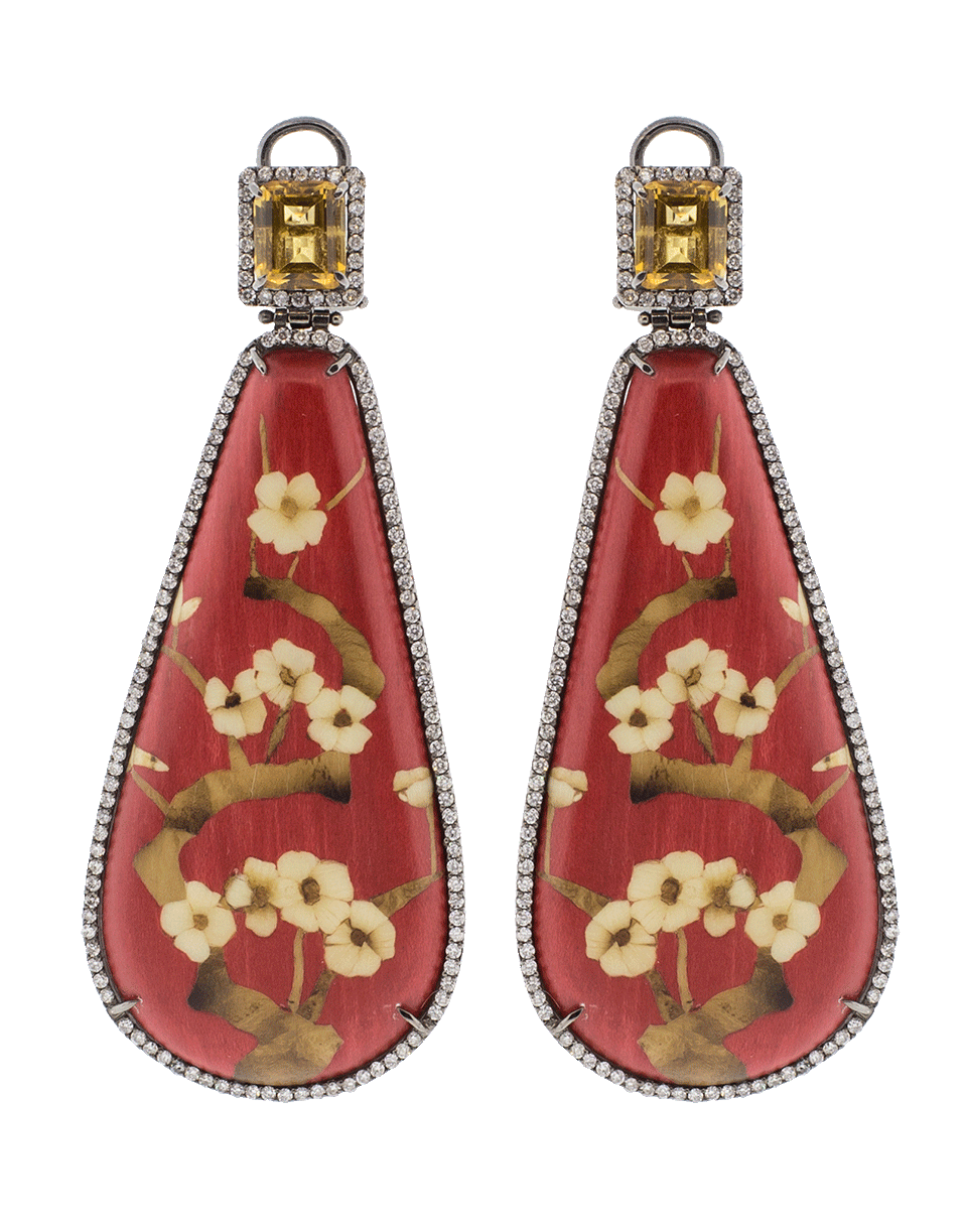 Marquetry Red Floral Earrings JEWELRYFINE JEWELEARRING SILVIA FURMANOVICH   