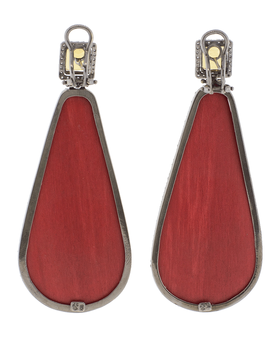 SILVIA FURMANOVICH-Marquetry Red Floral Earrings-YELLOW GOLD