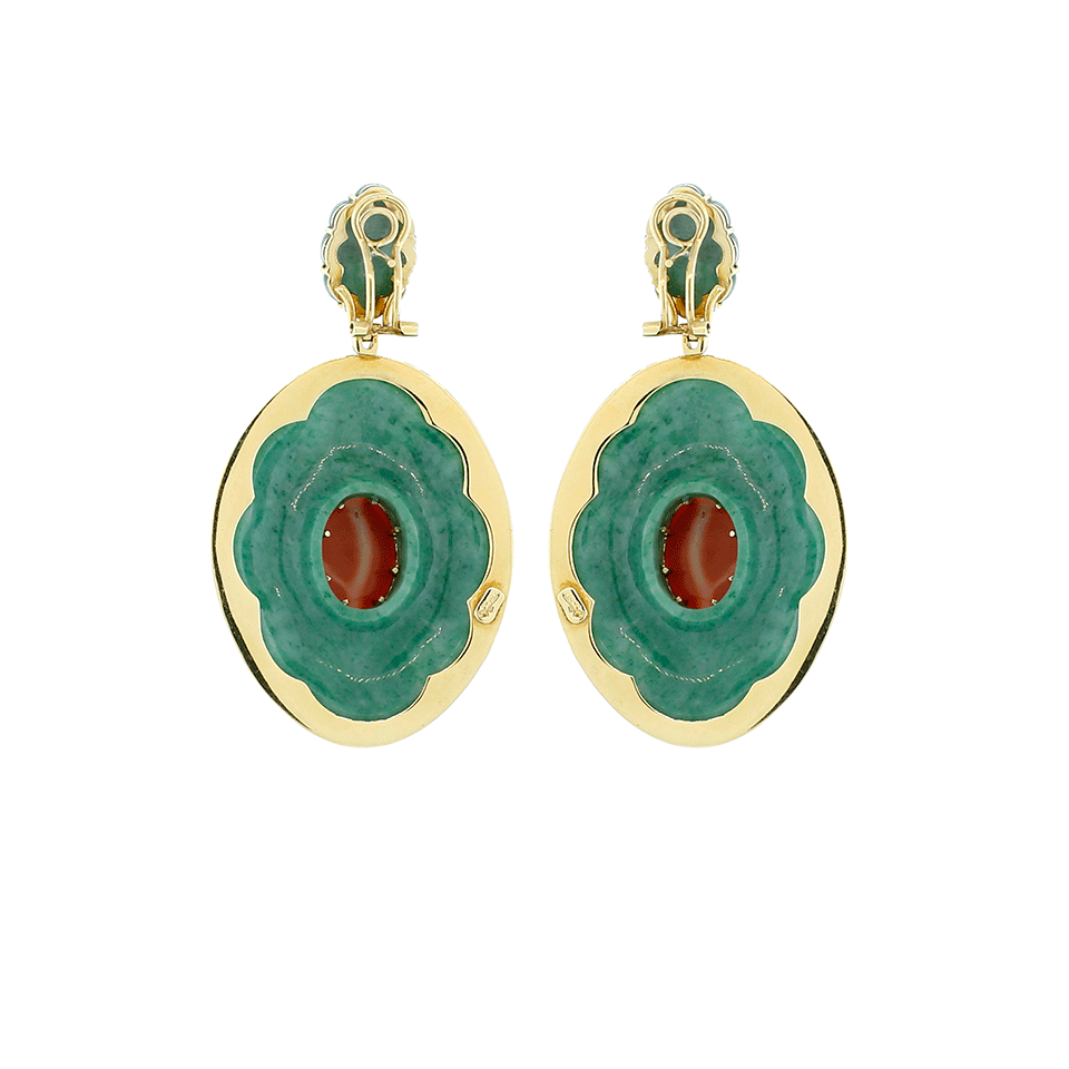 SILVIA FURMANOVICH-Red Coral And Green Dumortierite Earrings-YELLOW GOLD