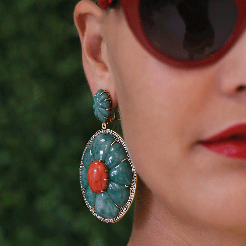 Red Coral And Green Dumortierite Earrings JEWELRYFINE JEWELEARRING SILVIA FURMANOVICH   