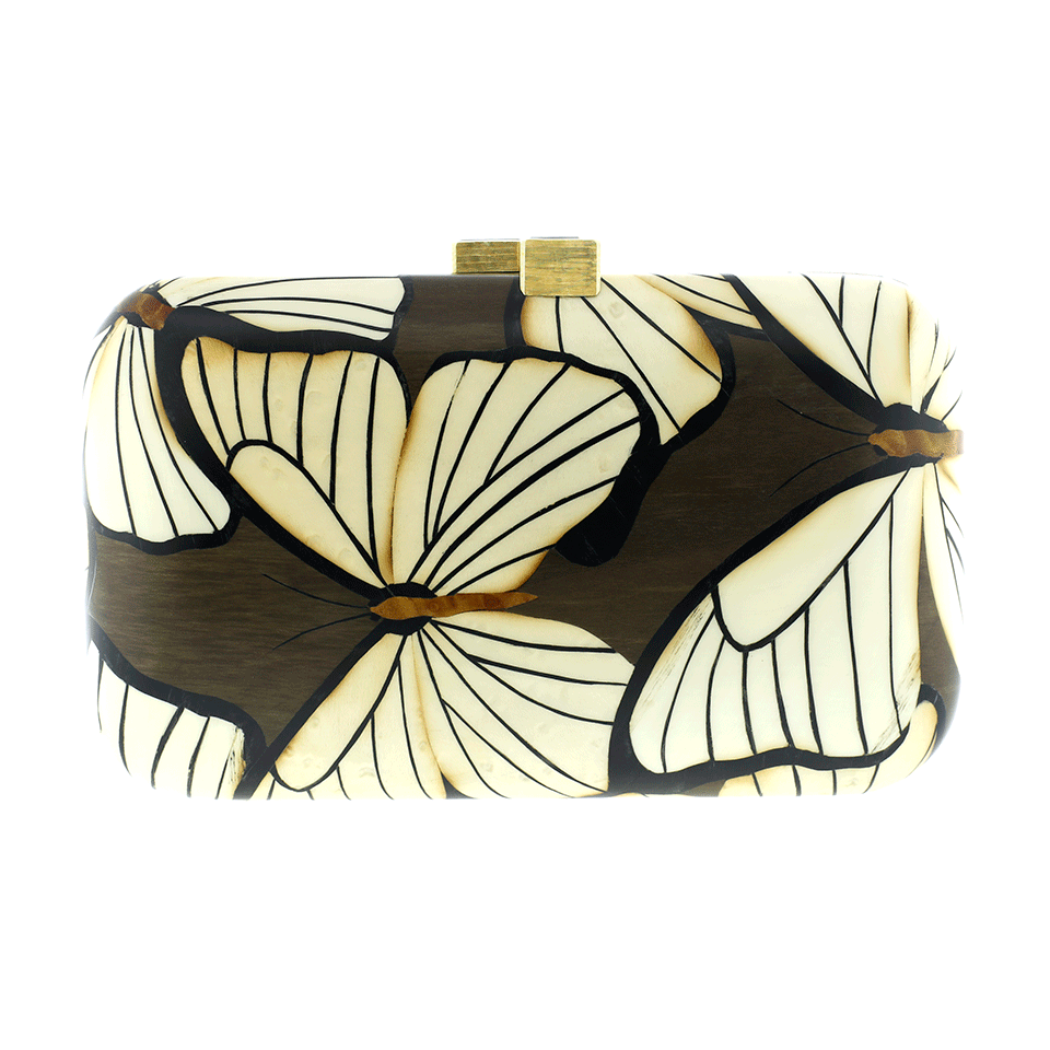 SILVIA FURMANOVICH-Marquetry Butterfly Clutch-YELLOW GOLD