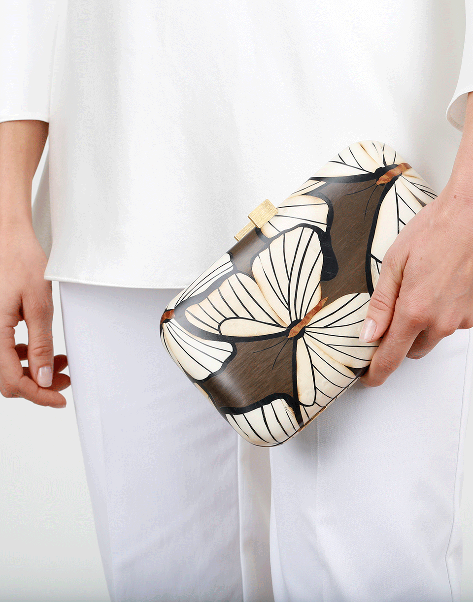 SILVIA FURMANOVICH-Marquetry Butterfly Clutch-YELLOW GOLD