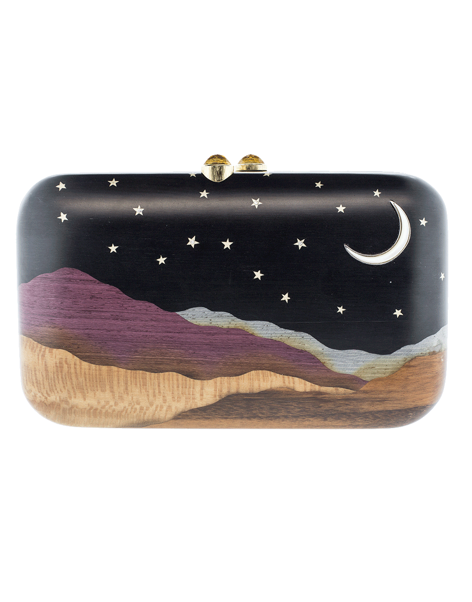 SILVIA FURMANOVICH-Marquetry Desert Moon Clutch-YELLOW GOLD