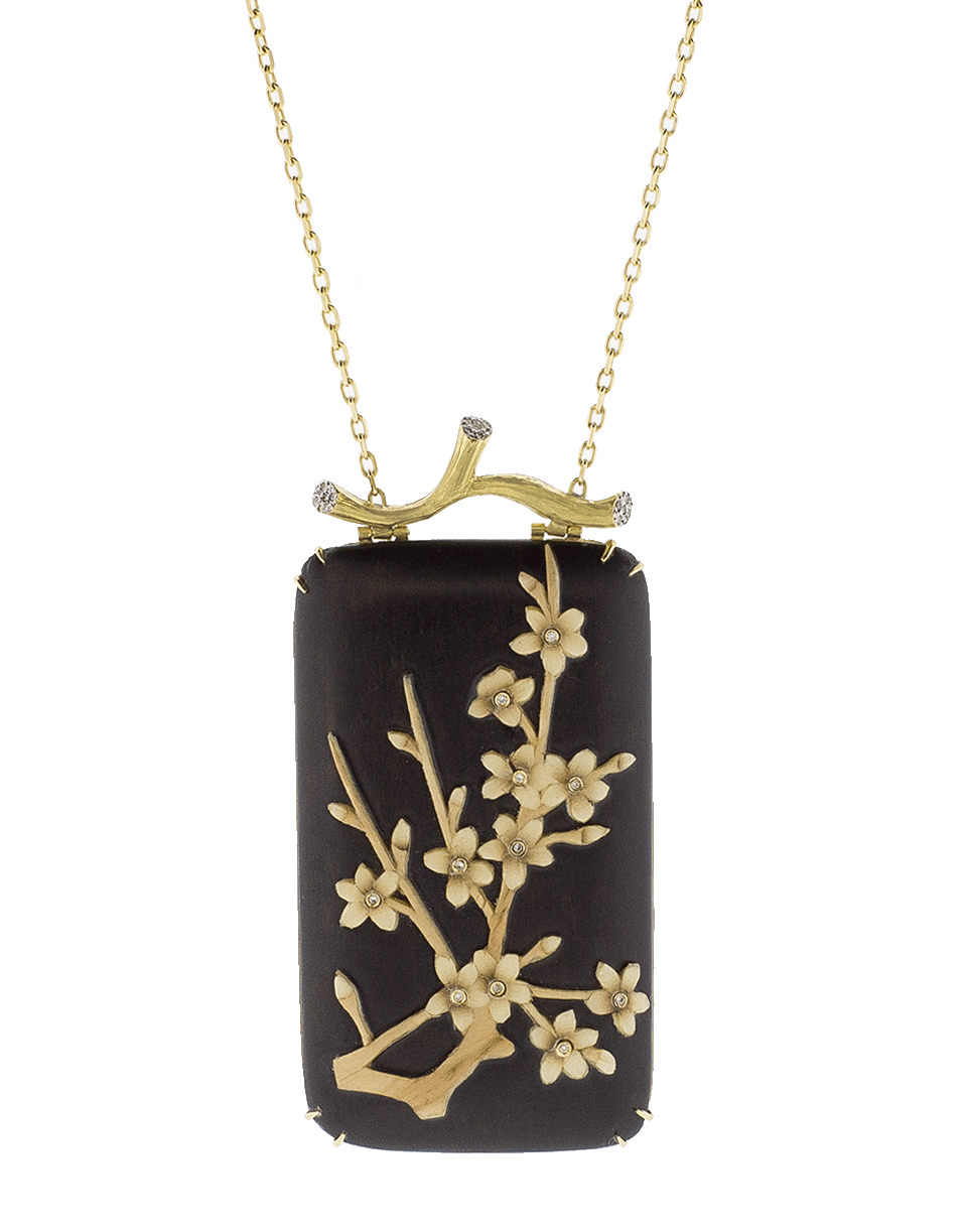 SILVIA FURMANOVICH-Marquetry Floral Pendant Necklace-YELLOW GOLD