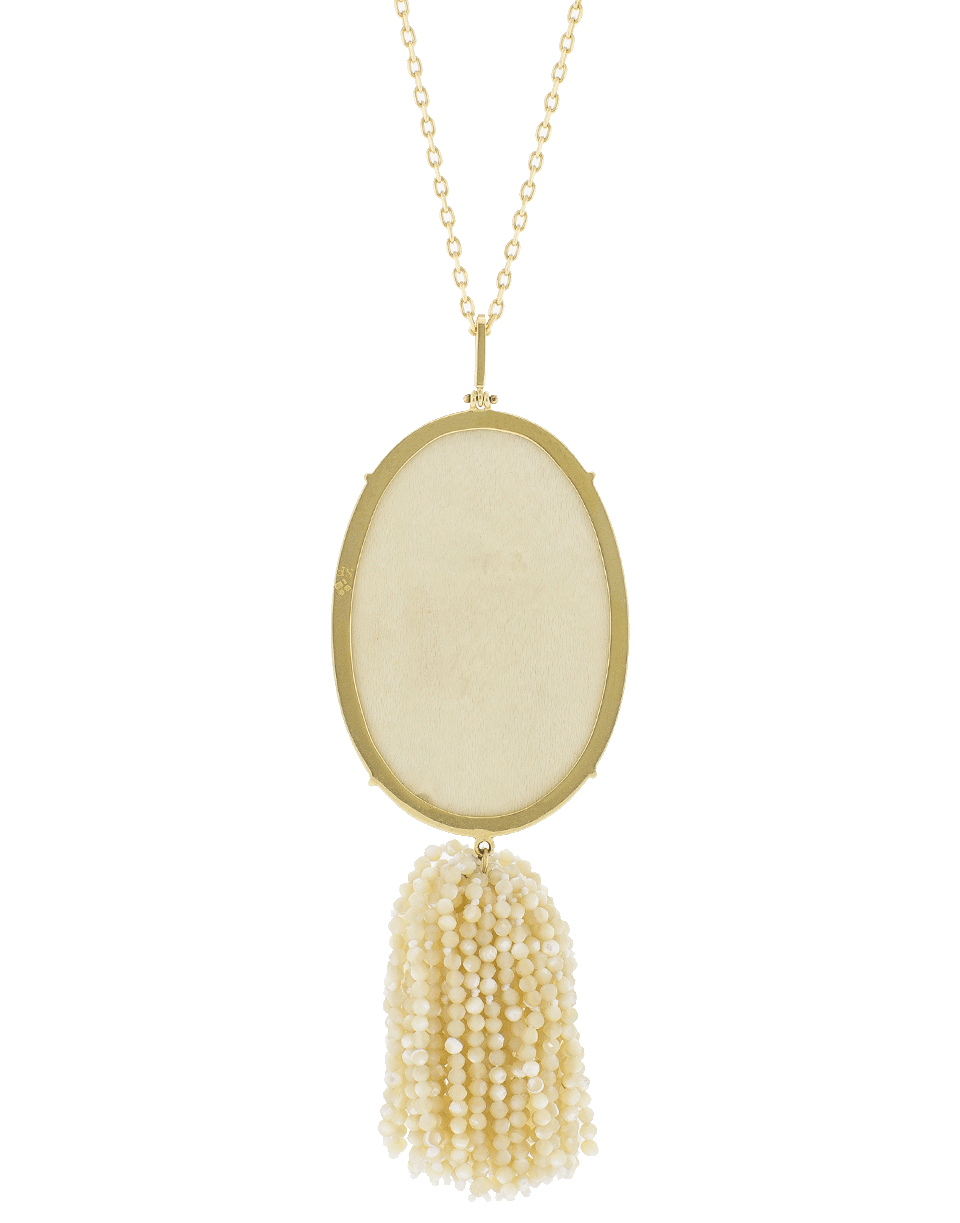 SILVIA FURMANOVICH-Marquetry Flower Tassel Necklace-YELLOW GOLD